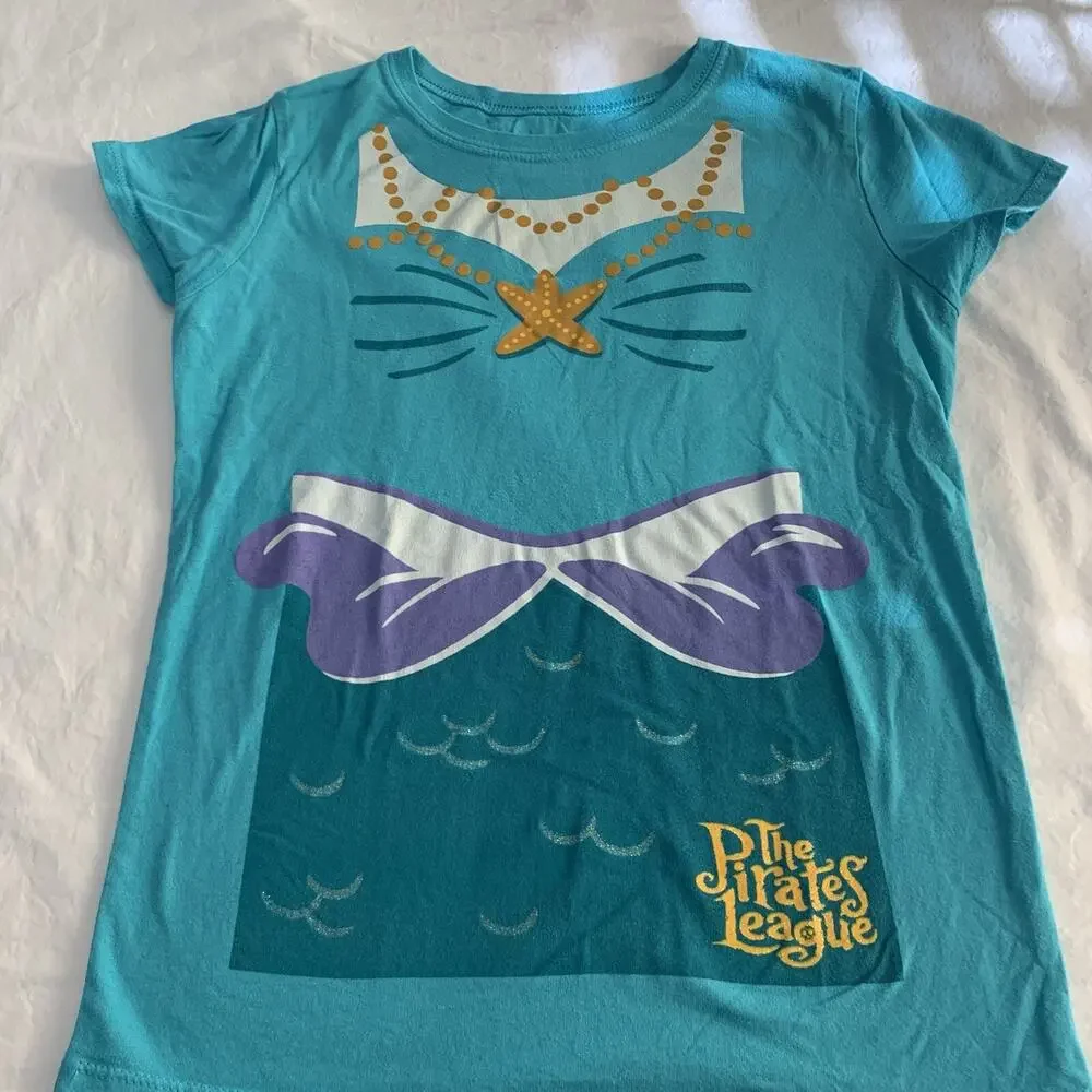 Disney Parks Pirate's League Mermaid Makeover Sz L Lrg 12Top T-Shirt Girls Shirt